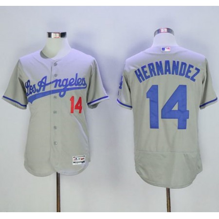 Dodgers #14 Enrique Hernandez Grey Flexbase Authentic Collection Road Stitched MLB Jersey