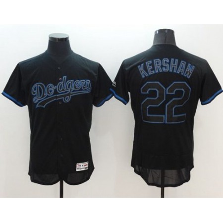Dodgers #22 Clayton Kershaw Black Fashion Flexbase Authentic Collection Stitched MLB Jersey