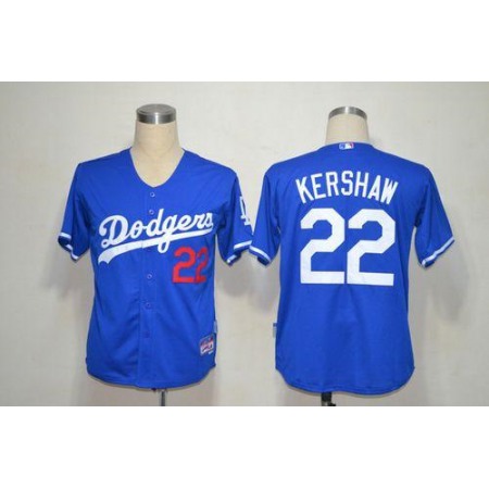 Dodgers #22 Clayton Kershaw Blue Cool Base Stitched MLB Jersey
