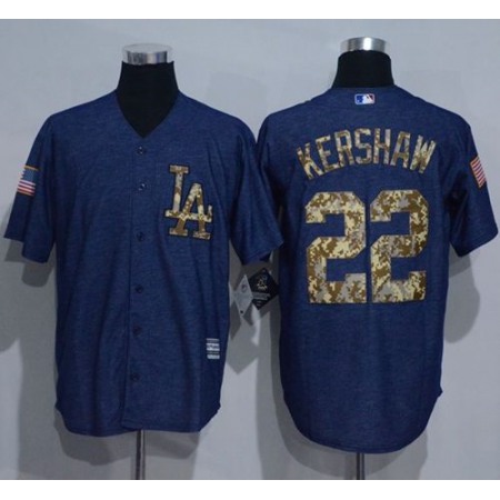 Dodgers #22 Clayton Kershaw Denim Blue Salute to Service Stitched MLB Jersey