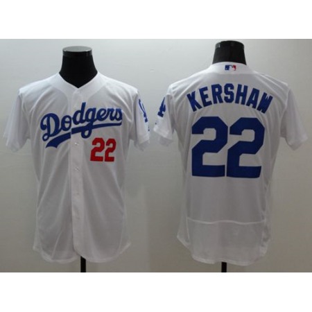 Dodgers #22 Clayton Kershaw White Flexbase Authentic Collection Stitched MLB Jersey