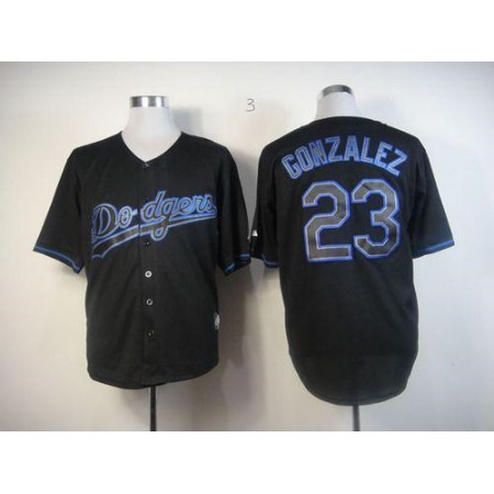 Dodgers #23 Adrian Gonzalez Black Fashion Stitched MLB Jersey