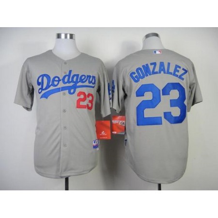 Dodgers #23 Adrian Gonzalez Grey Cool Base Stitched MLB Jersey