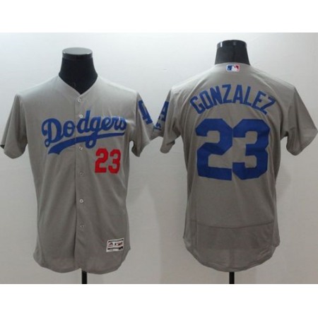 Dodgers #23 Adrian Gonzalez Grey Flexbase Authentic Collection Stitched MLB Jersey