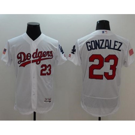 Dodgers #23 Adrian Gonzalez White Fashion Stars & Stripes Flexbase Authentic Stitched MLB Jersey