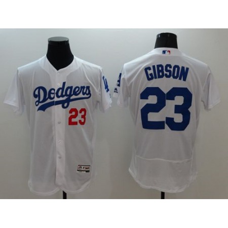 Dodgers #23 Kirk Gibson White Flexbase Authentic Collection Stitched MLB Jersey