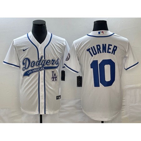 Men's Los Angeles Dodgers #10 Justin Turner With Patch Cool Base Stitched Baseball Jersey