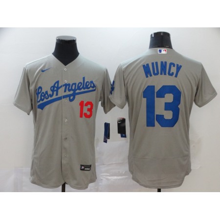 Men's Los Angeles Dodgers #13 Max Muncy Grey Flex Base Stitched MLB Jersey