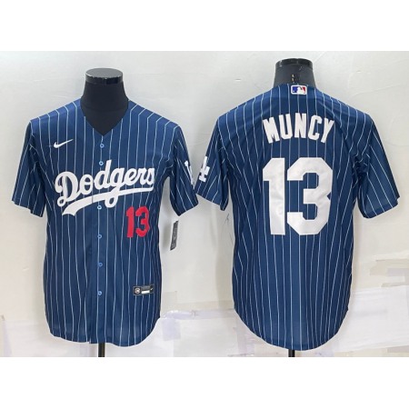 Men's Los Angeles Dodgers #13 Max Muncy Navy Cool Base Stitched Baseball Jersey