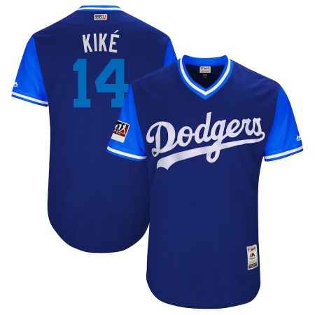 Men's Los Angeles Dodgers #14 Enrique Hernandez "Kike" Majestic Royal/Light Blue 2018 Players' Weekend Stitched MLB Jersey