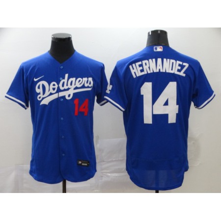 Men's Los Angeles Dodgers #14 Kike Hernandez Blue Flex Base Stitched MLB Jersey