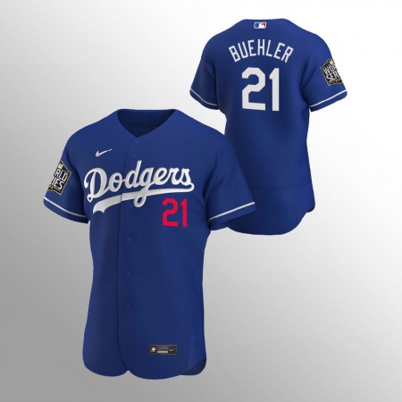Men's Los Angeles Dodgers #21 Walker Buehler Blue 2020 World Series Bound stitched Jersey