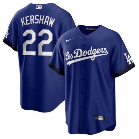 Men's Los Angeles Dodgers #22 Clayton Kershaw 2021 Royal City Connect Cool Base Stitched Baseball Jersey