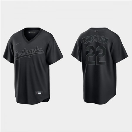 Men's Los Angeles Dodgers #22 Clayton Kershaw Black Pitch Black Fashion Replica Stitched Jersey
