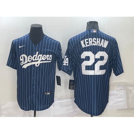 Men's Los Angeles Dodgers #22 Clayton Kershaw Navy Cool Base Stitched Baseball Jersey