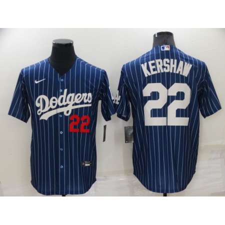 Men's Los Angeles Dodgers #22 Clayton Kershaw Navy Cool Base Stitched Jersey