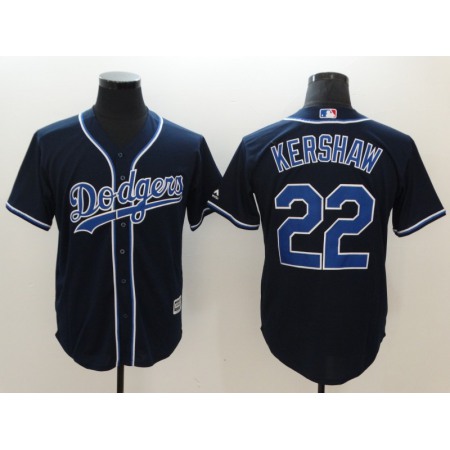 Men's Los Angeles Dodgers #22 Clayton Kershaw Navy Cool Base Stitched MLB Jersey
