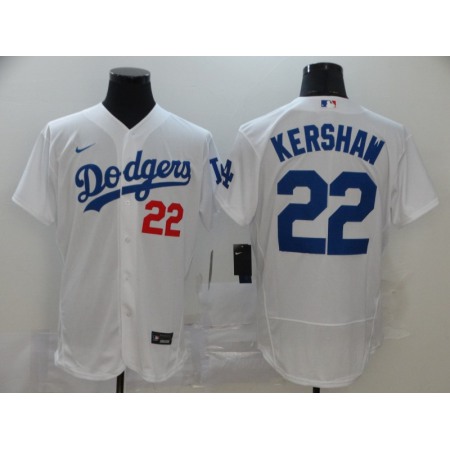 Men's Los Angeles Dodgers #22 Clayton Kershaw White Flex Base Stitched MLB Jersey