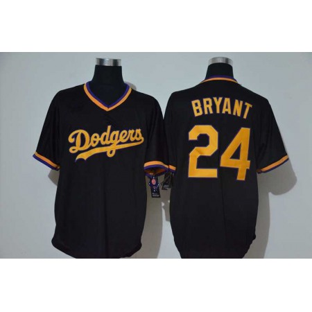 Men's Los Angeles Dodgers #24 Kobe Bryant Black Throwback Cool Base Stitched Jersey