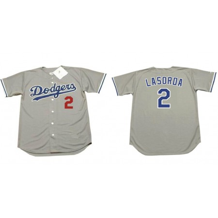 Men's Los Angeles Dodgers #2 Tommy Lasorda Grey Stitched MLB Jersey