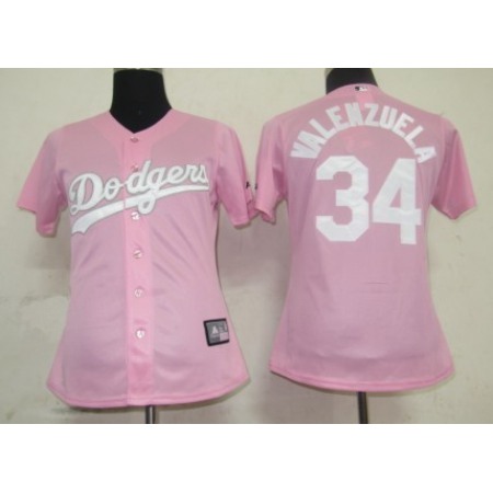 Dodgers #34 Fernando Valenzuela Pink Lady Fashion Stitched MLB Jersey