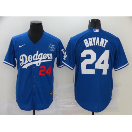 Men's Los Angeles Dodgers #24 Kobe Bryant Blue 2020 KB Patch Cool Base Stitched Jersey