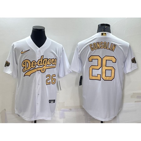 Men's Los Angeles Dodgers #26 Tony Gonsolin 2022 All-Star White Cool Base Stitched Baseball Jersey