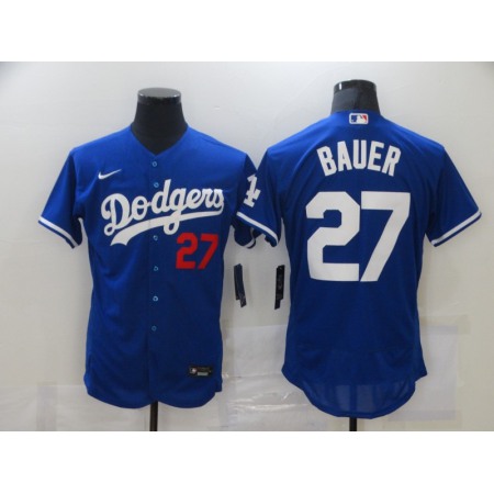 Men's Los Angeles Dodgers #27 Trevor Bauer Blue Flex Base Stitched MLB Jersey