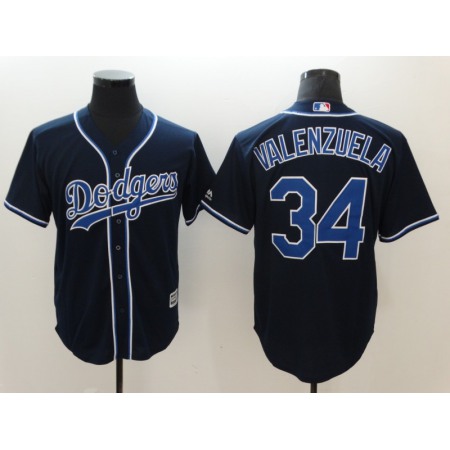 Men's Los Angeles Dodgers #34 Fernando Valenzuela Navy Cool Base Stitched MLB Jersey