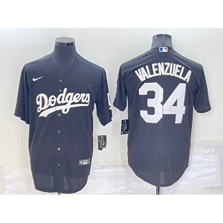 Men's Los Angeles Dodgers #34 Toro Valenzuela Black Cool Base Stitched Baseball Jersey