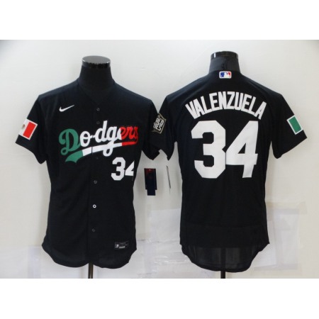 Men's Los Angeles Dodgers #34 Toro Valenzuela Black World Series Stitched Jersey