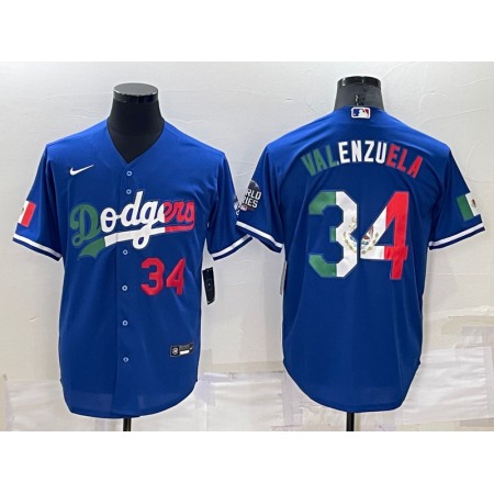 Men's Los Angeles Dodgers #34 Toro Valenzuela Royal Mexico Cool Base Stitched Baseball Jersey