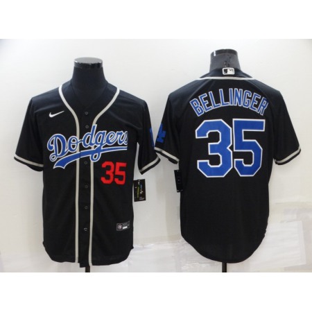 Men's Los Angeles Dodgers #35 Cody Bellinger Black Cool Base Stitched Baseball Jersey