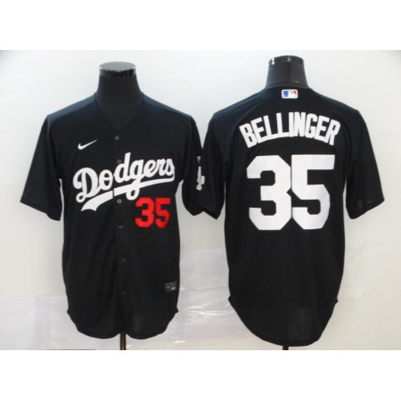 Men's Los Angeles Dodgers #35 Cody Bellinger Black Cool Base Stitched MLB Jersey