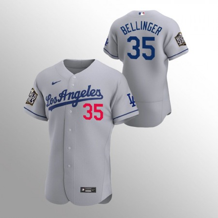 Men's Los Angeles Dodgers #35 Cody Bellinger Grey 2020 World Series Bound stitched Jersey