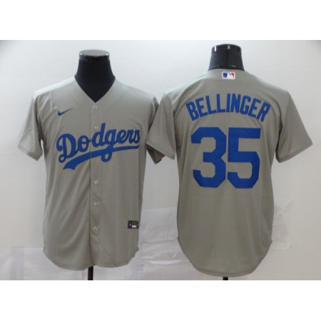 Men's Los Angeles Dodgers #35 Cody Bellinger Grey Cool Base Stitched MLB Jersey