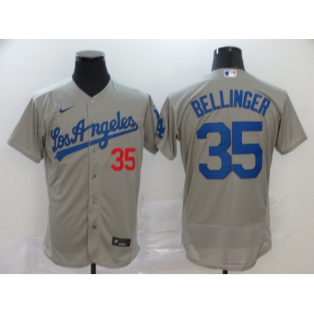 Men's Los Angeles Dodgers #35 Cody Bellinger Grey Flex Base Stitched MLB Jersey