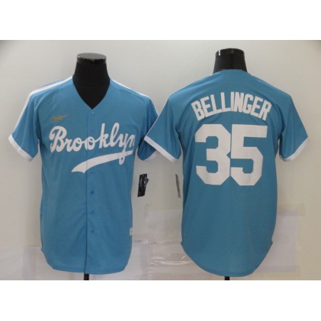 Men's Los Angeles Dodgers #35 Cody Bellinger Throwback Blue Cool Base Stitched Jersey