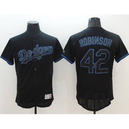 Dodgers #42 Jackie Robinson Black Fashion Flexbase Authentic Collection Stitched MLB Jersey