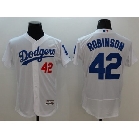 Dodgers #42 Jackie Robinson White Flexbase Authentic Collection Stitched MLB Jersey