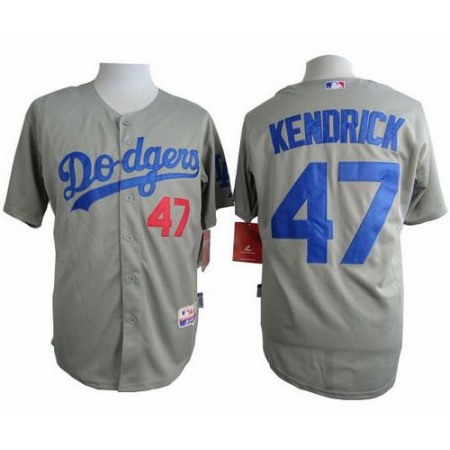 Dodgers #47 Howie Kendrick Grey Cool Base Stitched MLB Jersey