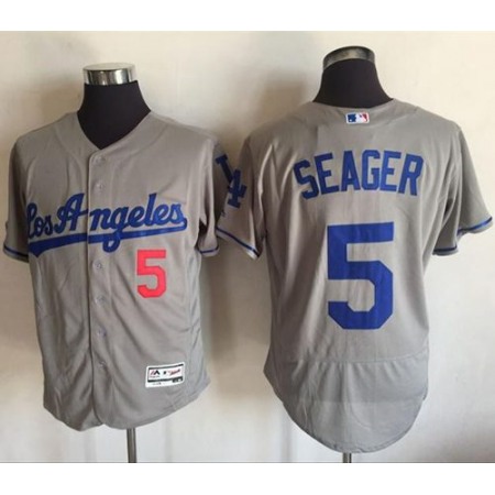 Dodgers #5 Corey Seager Grey Flexbase Authentic Collection Road Stitched MLB Jersey