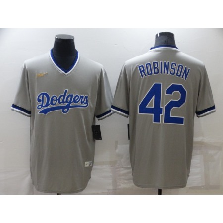 Men's Los Angeles Dodgers #42 Jackie Robinson Grey Stitched Baseball Jersey