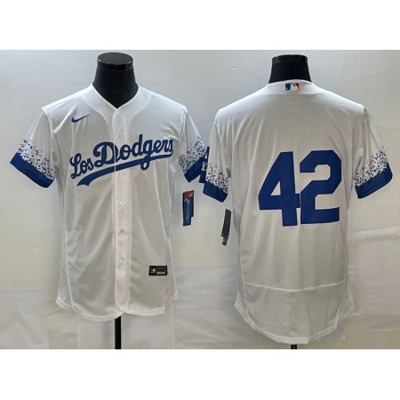Men's Los Angeles Dodgers #42 Jackie Robinson White City Connect Flex Base Stitched Baseball Jersey