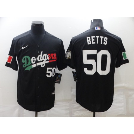 Men's Los Angeles Dodgers #50 Mookie Betts Black Cool Base Stitched Baseball Jersey