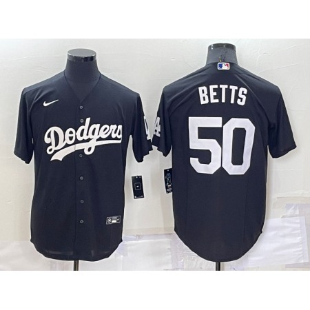 Men's Los Angeles Dodgers #50 Mookie Betts Black Cool Base Stitched Jersey