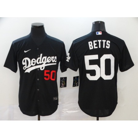 Men's Los Angeles Dodgers #50 Mookie Betts Black Cool Base Stitched MLB Jersey