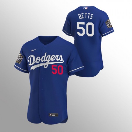 Men's Los Angeles Dodgers #50 Mookie Betts Blue 2020 World Series Bound stitched Jersey