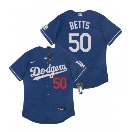 Men's Los Angeles Dodgers #50 Mookie Betts Blue Flex Base Stitched Jersey