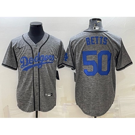 Men's Los Angeles Dodgers #50 Mookie Betts Grey Cool Base Stitched Jersey